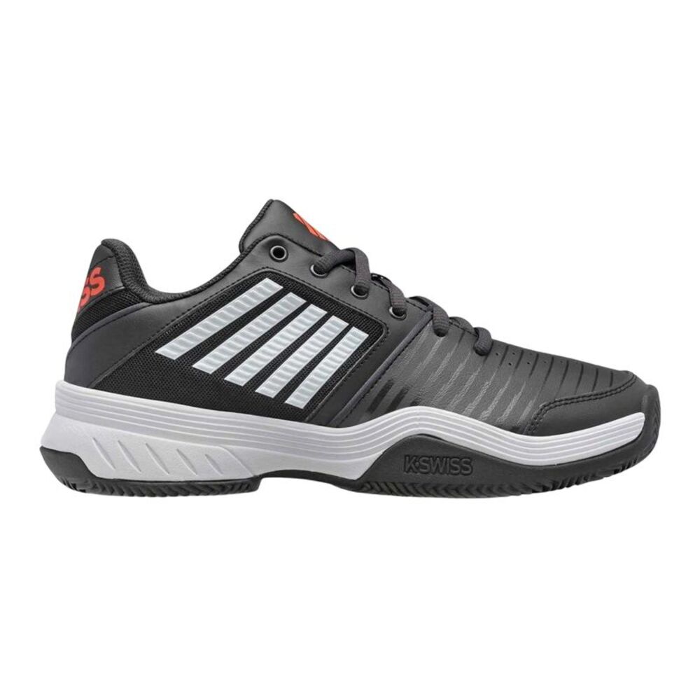 K-Swiss Mens Swis Court Express Leather Sneakers / Stretch Limo/White/Red